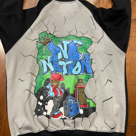 PNB Nation Vintage Y2K Hip-Hop Streetwear Full Zip Black Hoodie Men's Size 3XL - Picture 6 of 9